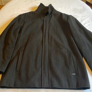 Calvin Klein 3/4 length Wool Blend Jacket - charcoal colour